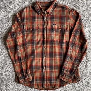 Obey Worldwide Flannel Shirt Tan/Brown/Red Plaid Men’s Size Medium